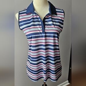 Izod women's golf sleeveless striped active shirt